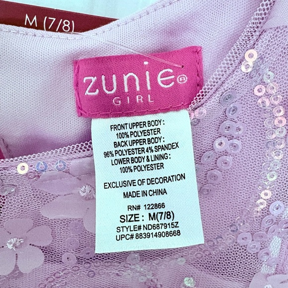 NWT Nordstrom Zunie Girl Lilac Floral Sparkle Girls’ Dress Size M - Picture 3 of 5